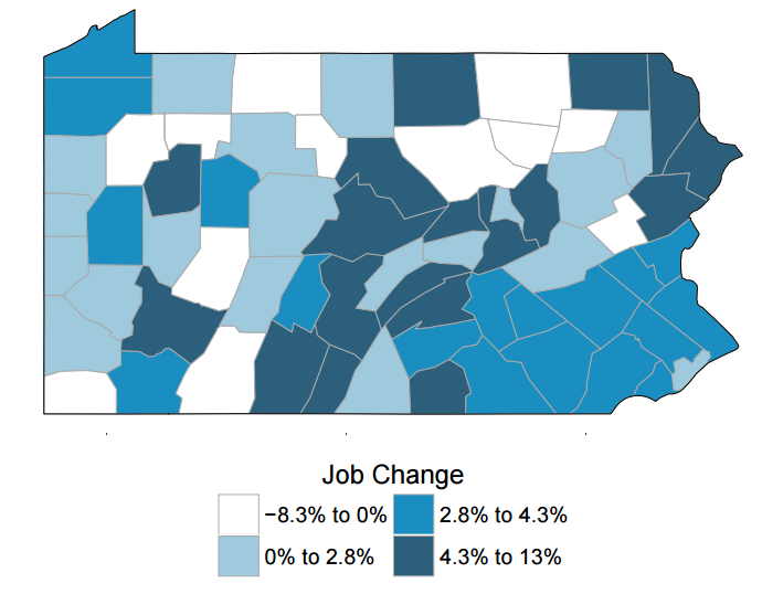 Pennsylvania New Firm Survey County Level Job Change